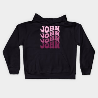 John First Name Personalized Retro Groovy Birthday Kids Hoodie